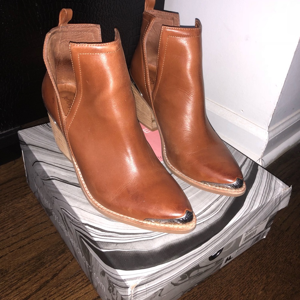 Jeffrey Campbell Cromwell Leather Cognac Bootie